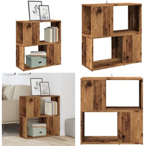 Libreria Legno Antico 60x24x63 cm in Legno Multistrato - Libreria in truciolato - Libreria con due livelli