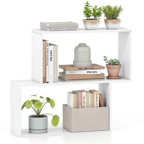 Libreria legno autoportante 2 scomparti cubici esposizione organizzazione geometrica 3 livelli Bianco