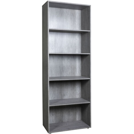 LIBRERIA LINEA 'FLOW' 5 ripiani - cm.35 x 68 x h.200 cemento  - COMPOSAD