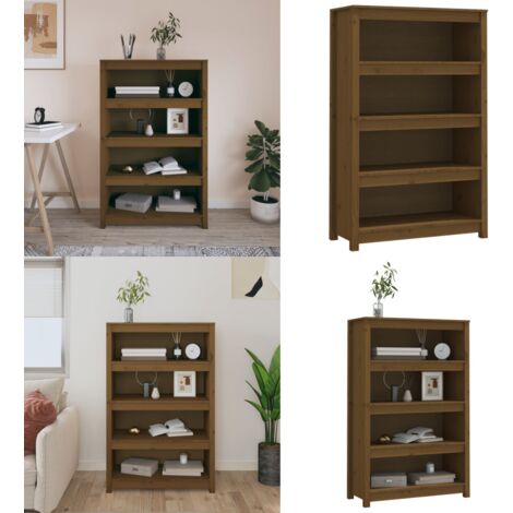 Libreria Marrone ambra 80x35x126 cm in Legno Massello di Pino - Libreria marrone ambra - Libreria in pino