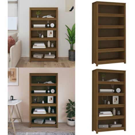Libreria Marrone ambra 80x35x154 cm in Legno Massello di Pino - Libreria marrone ambra - Scaffalatura in legno