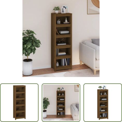 Libreria marrone ambra -  Libreria Marrone Ambra 50x35x154 cm in Legno Massello di Pino