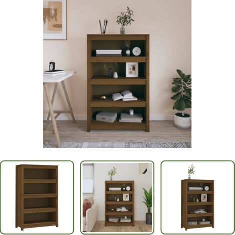 Libreria marrone ambra -  Libreria Marrone ambra 80x35x126 cm in Legno Massello di Pino