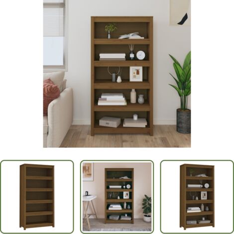 Libreria marrone ambra -  Libreria Marrone ambra 80x35x154 cm in Legno Massello di Pino
