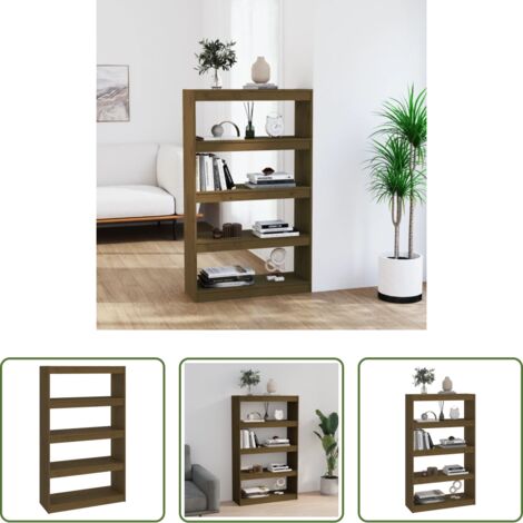 Libreria marrone -  Libreria/Divisorio Ambra 80x30x135,5 cm Legno Massello di Pino