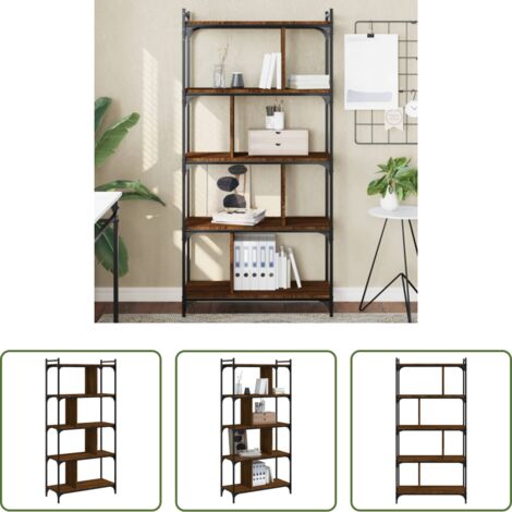 Libreria marrone -  Libreria Rovere Marrone 5 Ripiani 76x32x158cm Legno Multistrato