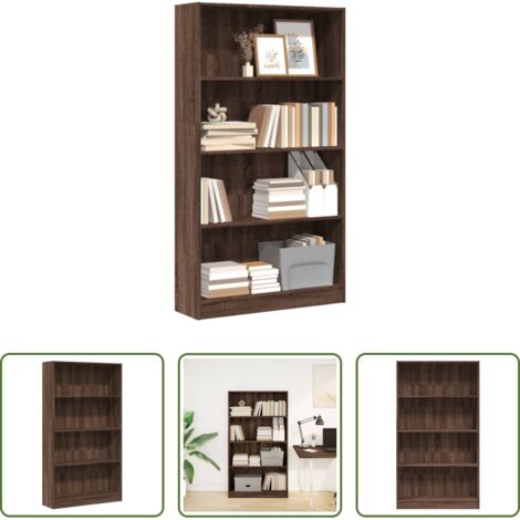 Libreria marrone -  Libreria Rovere Marrone 80x24x143 cm in Legno Multistrato