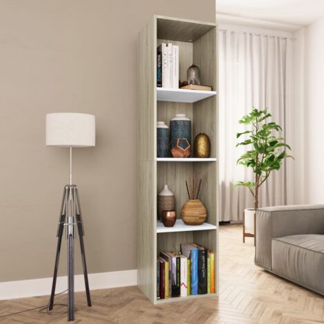 Libreria Sofia Bianca opaco con bordo in Rovere Reversibile, 69x27.5