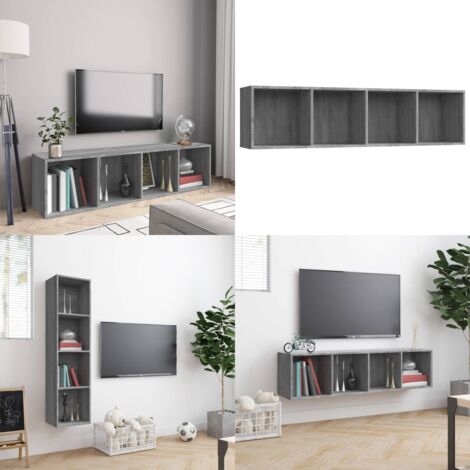Libreria/Mobile TV Grigio Sonoma 143x30x36 cm Legno Multistrato - Mobile da parete - Scaffale da parete