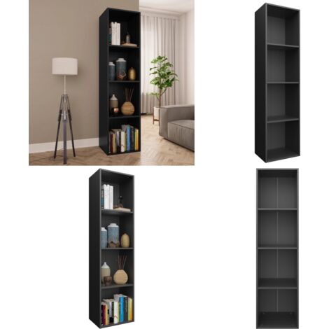 Libreria/Mobile TV Nero 36x30x143 cm in Legno Multistrato - Mobile tv - Scaffale per libri