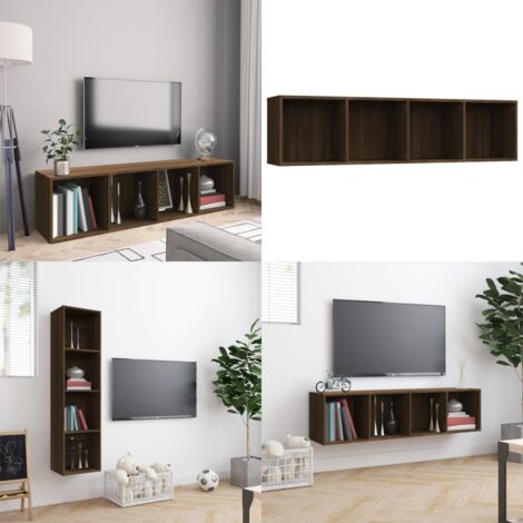 Libreria/Mobile TV Rovere Marrone 143x30x36cm Legno Multistrato - Scaffale muro - Libreria in legno
