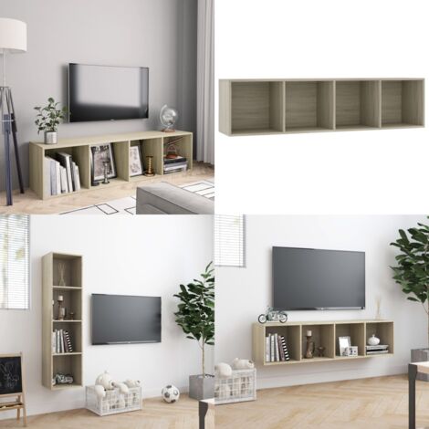 Libreria/Mobile TV Rovere Sonoma 143x30x36 cm - Scaffale per libri - Mobile in legno