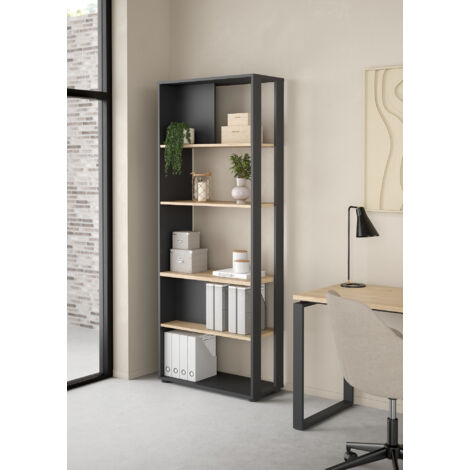LIBRERIA MOD. SIGN CM 79.6X34.4 H. 204.7 GRIGIO OPACO E JACKSON HICHORY