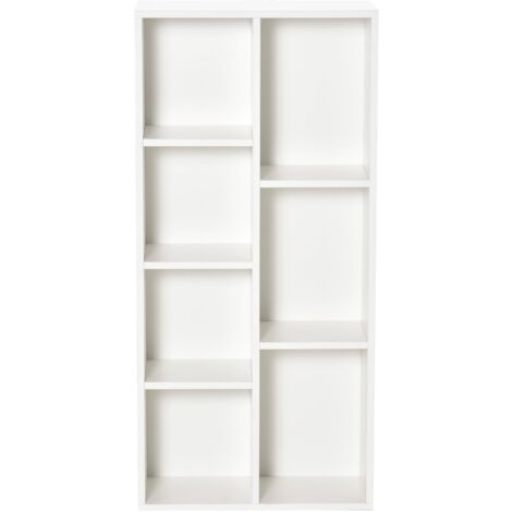 Libreria Moderna a Cubi con 7 Ripiani 50x24x106 cm in Legno Truciolato Bianca