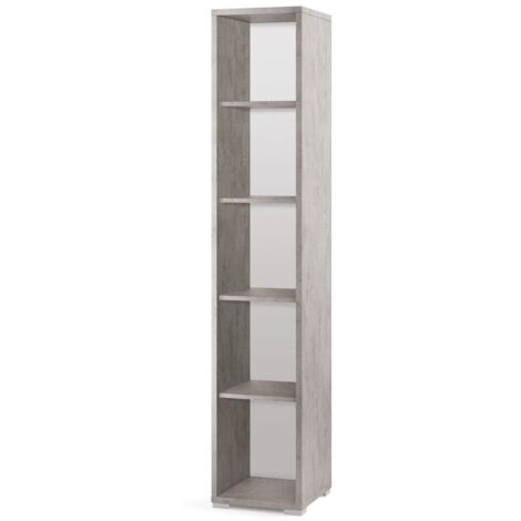 Libreria moderna alta in legno Beton Cemento quattro ripiani 39x41x h199 cm