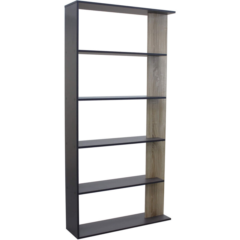 Libreria Moderna Milani Home - Design A Serpente, Bianco E Rovere, 145x29x145cm - Foto 9