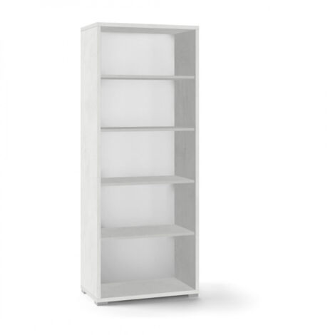 Librería moderna en madera Óxido Blanco con cuatro estantes 71x41x h182 cm