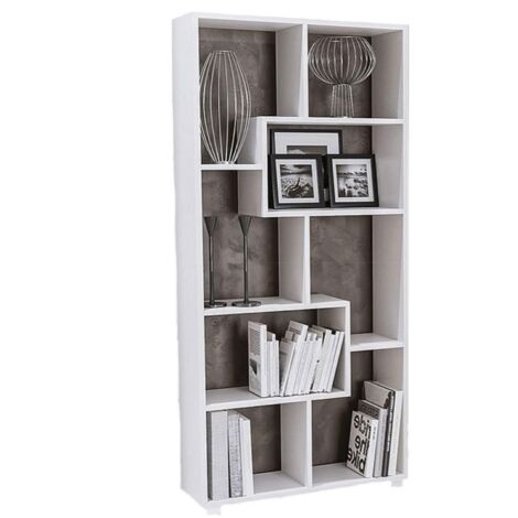 Libreria moderna in legno Bianco 74x156h cm ZIG ZAG