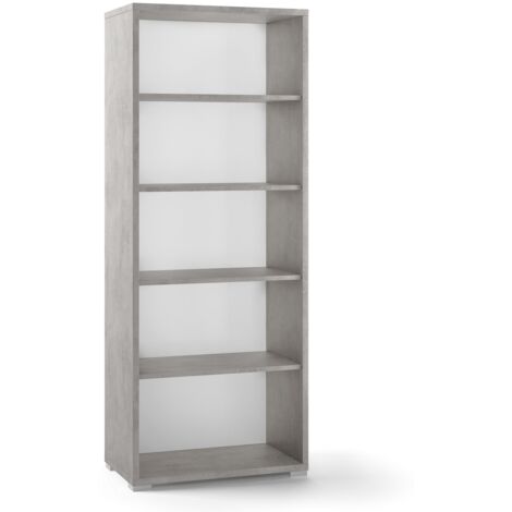 Libreria moderna in melaminco quattro ripiani a giorno Cemento DOUBLE 71x41x h182 cm