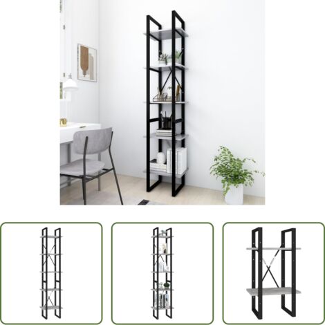 Libreria moderna -  Libreria a 5 Ripiani Grigio Cemento 40x30x175 cm in Multistrato