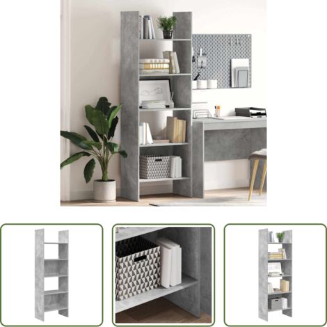 Libreria moderna -  Libreria Grigio Cemento 60x35x180 cm in Legno Multistrato