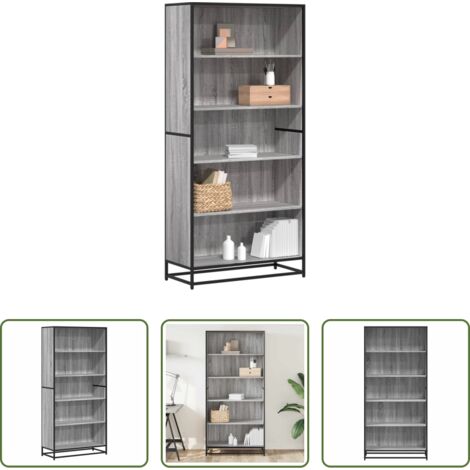 Libreria moderna -  Libreria Grigio Sonoma 80,5x35x170,5 cm in Truciolato