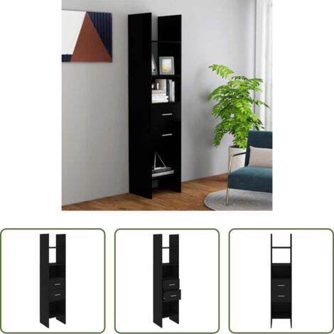 Libreria moderna -  Libreria Nera 40x35x180 cm in Legno Multistrato