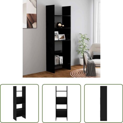 Libreria moderna -  Libreria Nera 60x35x180 cm in Legno Multistrato