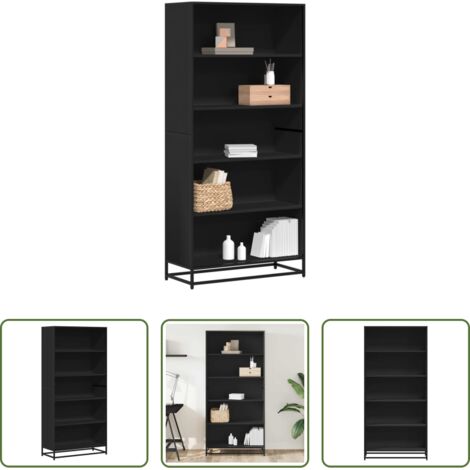 Libreria moderna -  Libreria Nera 80,5x35x170,5 cm in Truciolato