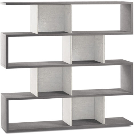 Libreria Modulare 4 Ripiani 150x144x38 cm Cemento/Ossido Bianco