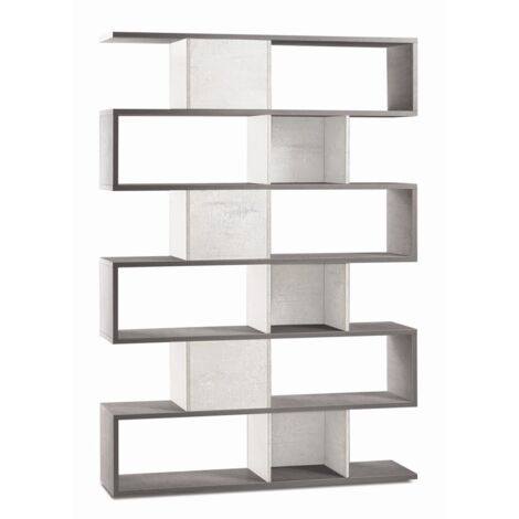 Libreria Modulare Geometrica Cemento Bianco Moderna Scaffale in Legno