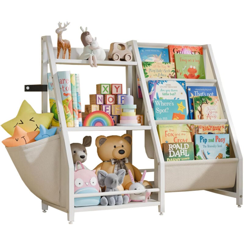 Libreria Montessori e organizzatore di giocattoli per bambini, libreria a 3 livelli per la cameretta dei bambini, la stanza dei giochi, la nursery