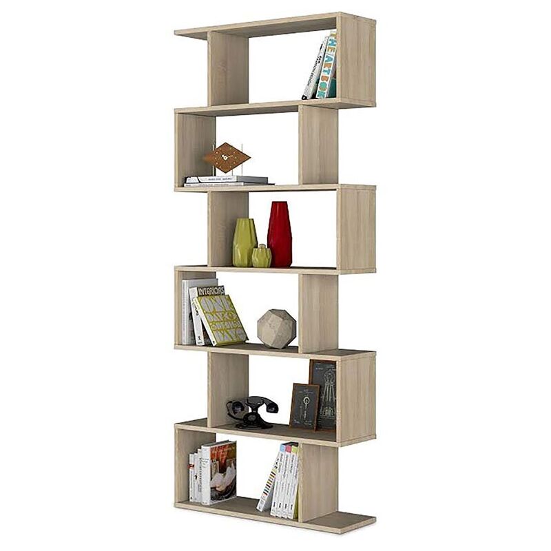 Mobimarket - Scaffale alto color rovere canadese 12 scomparti 192x80x24 cm