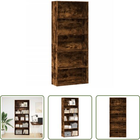 Libreria multistrato -  Libreria Rovere Fumo 80x30x189 cm in Legno Multistrato