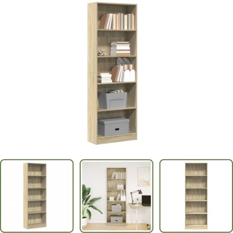 Libreria multistrato -  Libreria Rovere Sonoma 60x24x176 cm in Legno Multistrato