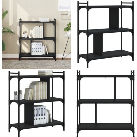 Libreria Nera 3 Ripiani 76x32x88 cm Legno Multistrato - Libreria nera - Libreria con 3 ripiani