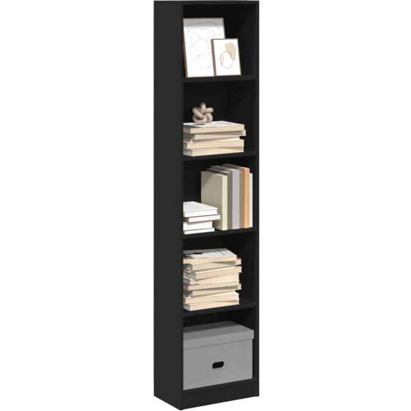 Libreria Nera 40x24x176 cm in Legno Multistrato