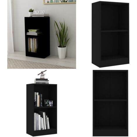 Libreria Nera 40x24x75 cm in Legno Multistrato - Libreria a 2 livelli - Libreria per libri