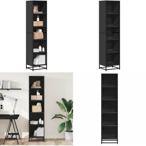 Libreria Nera 40x35x170,5 cm in Legno Multistrato - Libreria nera - Libreria moderna