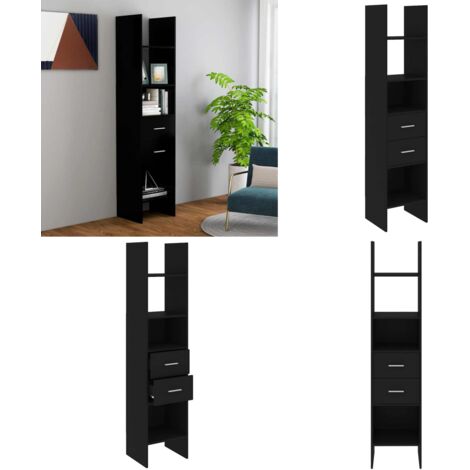 Libreria Nera 40x35x180 cm in Legno Multistrato - Libreria moderna - Libreria nera