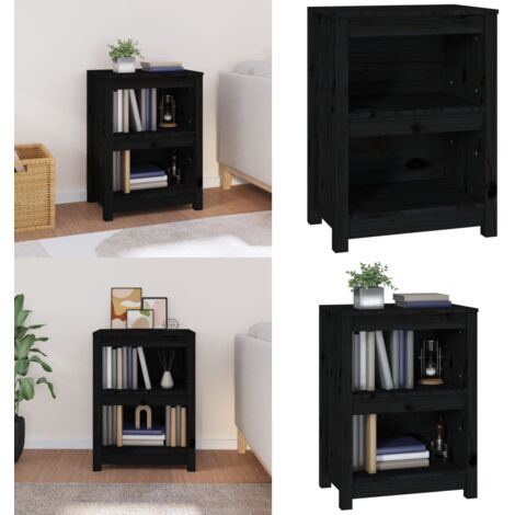 Libreria Nera 50x35x68 cm in Legno Massello di Pino - Libreria nera - Libreria in pino