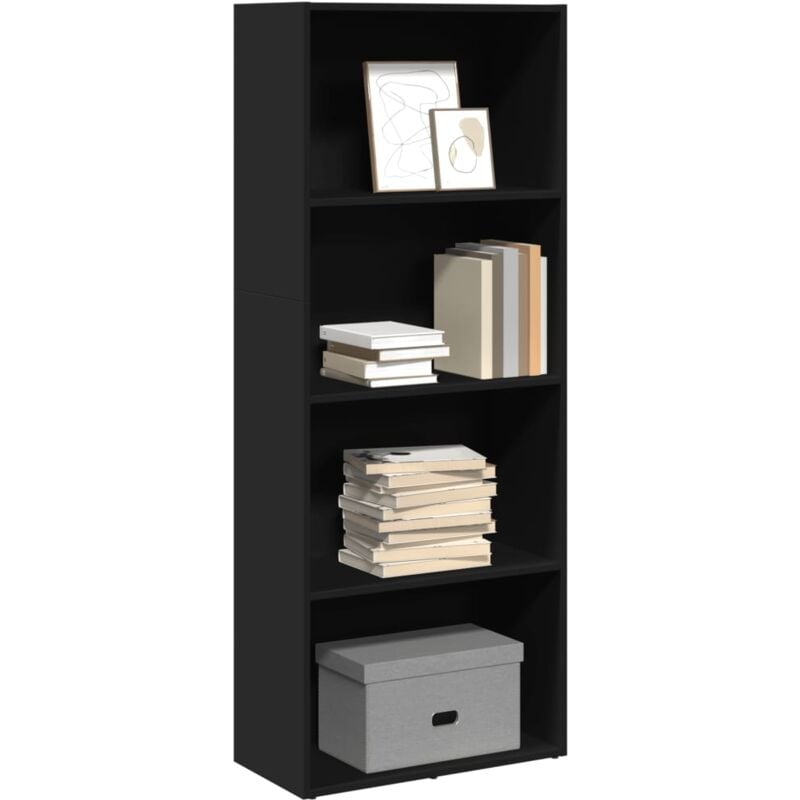 Libreria Nera 60x30x152 cm in Legno Multistrato