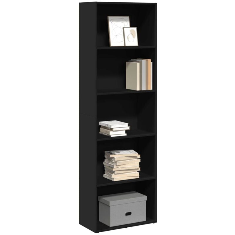 Libreria Nera 60x30x189 cm in Legno Multistrato