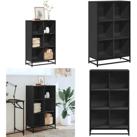 Libreria Nera 65,5x33x107,5 cm in Legno Multistrato - Libreria nera - Libreria moderna