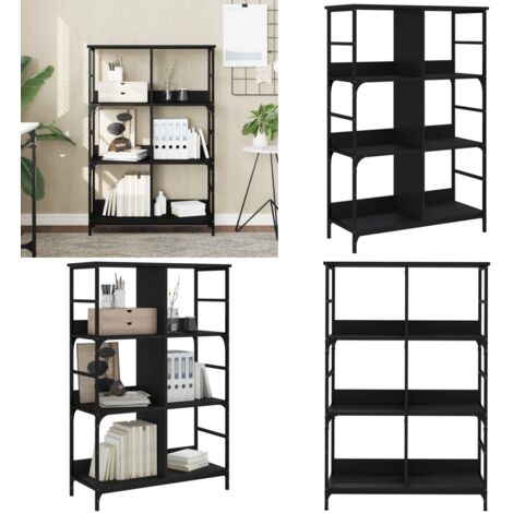 Libreria Nera 78,5x33x117,5 cm in Legno Multistrato - Scaffale per libri - Armadio per oggetti