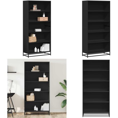 Libreria Nera 80,5x35x170,5 cm in Truciolato - Libreria moderna - Libreria nera