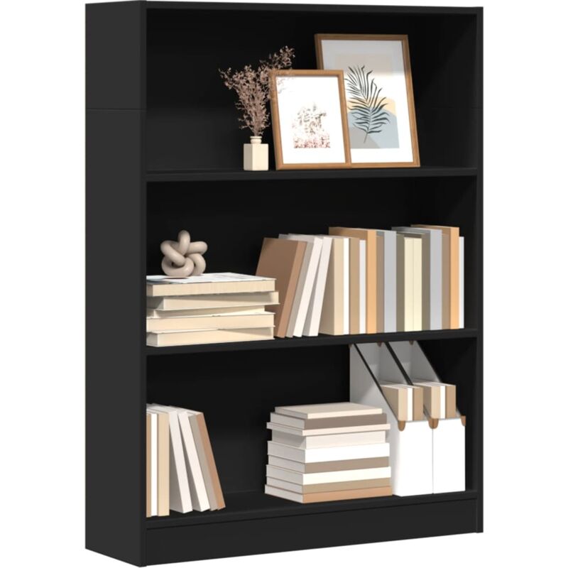 Libreria Nera 80x24x109 cm in Legno Multistrato