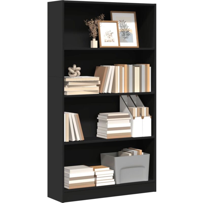 Libreria Nera 80x24x143 cm in Legno Multistrato