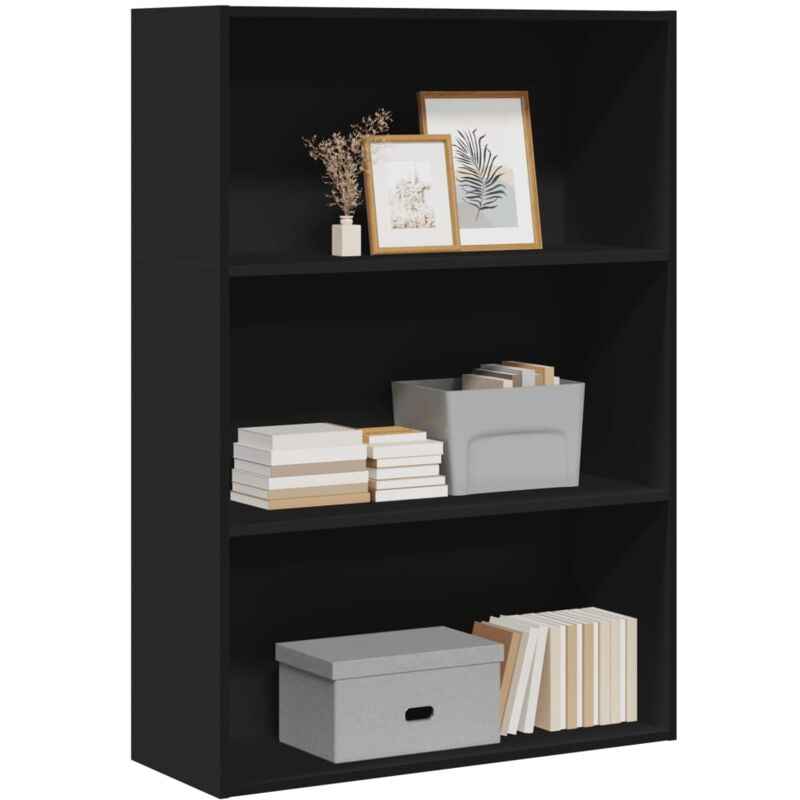 Libreria Nera 80x30x114 cm in Legno Multistrato