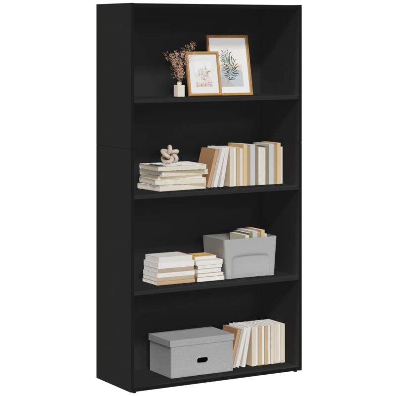 Libreria Nera 80x30x152 cm in Legno Multistrato